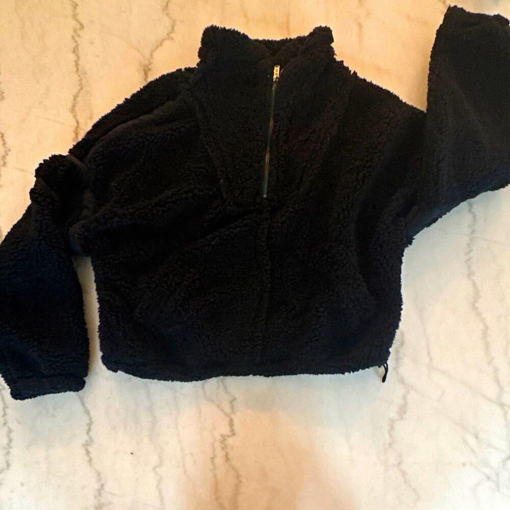 Free people Black Women’s S Full Zip Fleece Jacket Polyester Long Sleeve 0099x